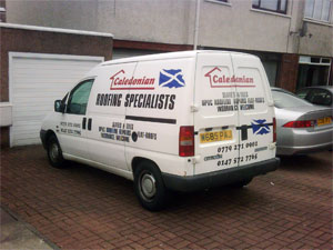 medium van with basic lettering fitted